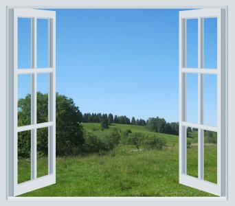 高山草甸, alm, 窗口, 打开, 视图, 宽, 绿色