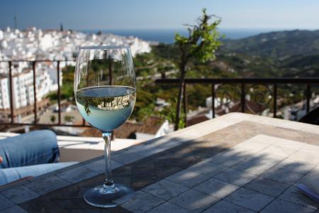 地中海, 葡萄酒, 镜像, 溶胶, 景观, 酒杯, 酒精