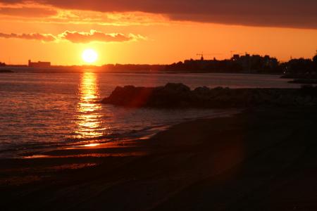 日落, 太阳, 克里特岛, 旅行, 浪漫, 海, 橙色