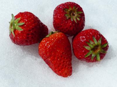 草莓, 红色, 雪, 食品, 水果, 健康, 浆果