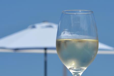 葡萄酒, 假日, 玻璃, 蓝蓝的天空, 白葡萄酒, 弛豫, 享受