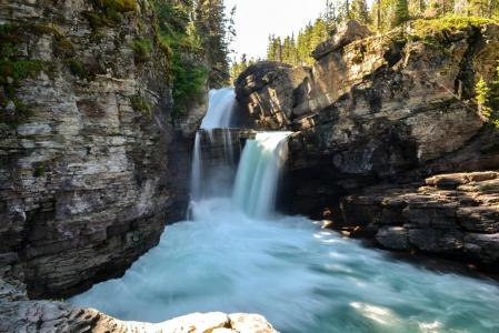 瀑布, 徒步旅行, 自然, 加拿大, 水, 流量