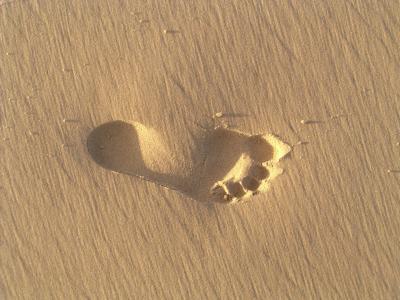足迹, 沙子, 海滩, 赤脚, 脚, 脚步, 人类