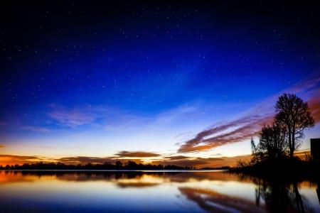 湖, 自然, 天空, 繁星点点, 星星, 水