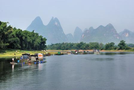 中国, 漓江, 贸易, 筏, 景观