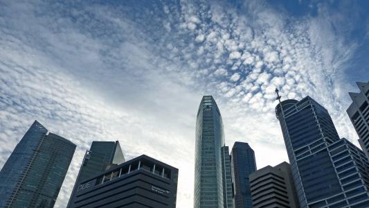 新加坡, 摩天大楼, 天际线, 建设, 蓝色, 天空, 建筑