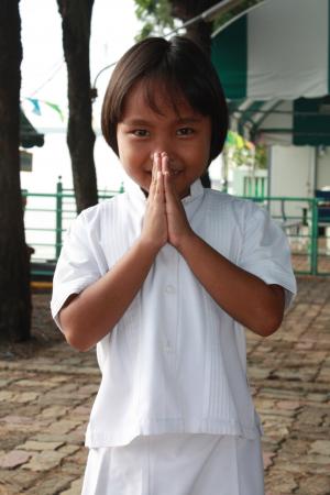 女孩, 祈祷, 佛教, 佛教, 泰国, 儿童, 泰语