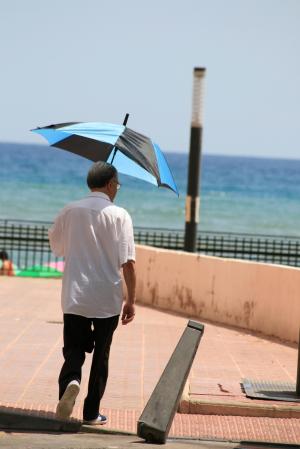 太阳保护, 阳光, 太阳能, 男子, 返回, 夏季, 雨伞
