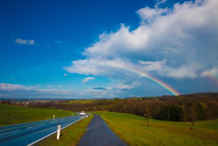 彩虹, 蓝色, 天空, 自然, 路径, 道路, 街道