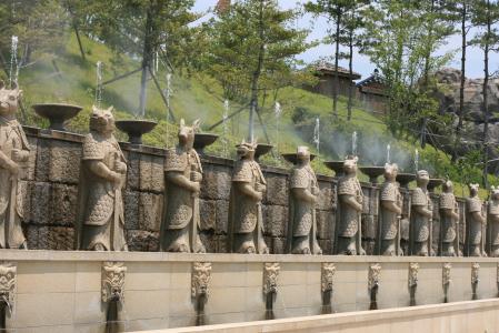 雕像, 赛车, 宫, 新, 亚洲, 喷泉