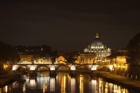 圣伯多禄大殿, 夜间摄影, 罗马, 镜像, hdr 照片, 建筑, 著名的地方