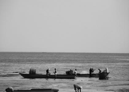 小船, 海滩, 渔船, 捕鱼, mar, 渔民