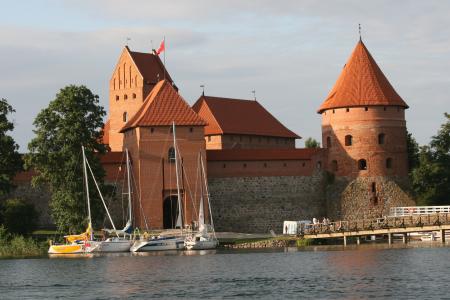 特拉凯, 立陶宛, 城堡, 湖, 夏季