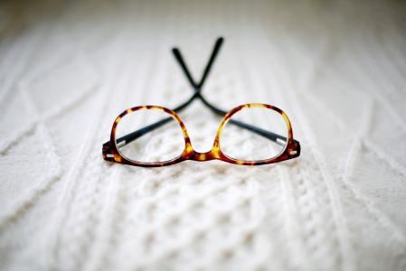 眼镜, 框架, 模糊, 床上, 视力, 眼科检查设备, 选择性的焦点
