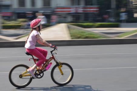 自行车, 儿童, 女孩, 骑自行车, 城市, 墨西哥, 自行车