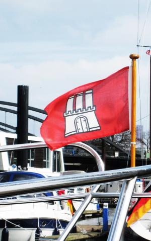 汉堡, 海事, 端口, hamburgisch, 汉堡的旗子, schifsbug, 港口城市
