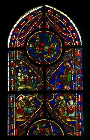 彩色玻璃, 窗口, 哥特式, 教会, varennes-jarcy, le-de-france, 牧羊人