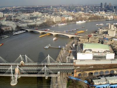 河, 泰晤士河, 桥梁, 小船, 天际线, 伦敦, 船舶