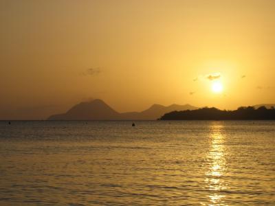 海, 日落, 海洋, 马提尼克岛