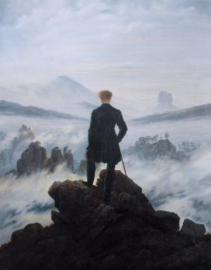 自画像, 在雾海之上的流浪者, 凯斯帕大卫 friedrich, 1818, 绘画, 图稿, 男子