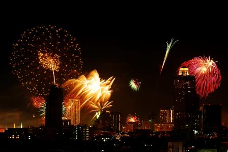 烟花, 节日, 曼谷, 泰国, 庆祝活动, 节日
