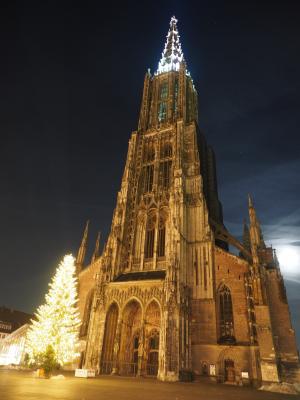 乌尔姆大教堂, 乌尔姆, 圣诞节, 灯, 照明