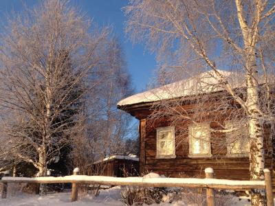 村庄, 房子, 冬天, krasot, 俄罗斯, 木材, 木屋