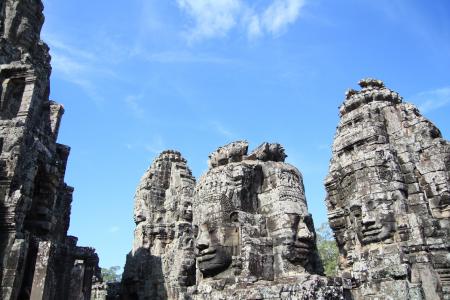 柬埔寨, 吴哥窟, 废墟, 寺, 节日, 天空, 旅行