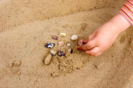 沙子, 夏季, 手, 儿童, 石头, 地方, 温暖