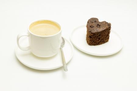 早餐, 牛奶咖啡, 海绵蛋糕, 巧克力, 心, 杯, 咖啡厅