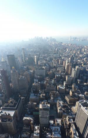空中, 照片, 高, 上升, 建设, 城市, 曼哈顿