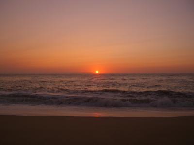 日落, 海, 海滩