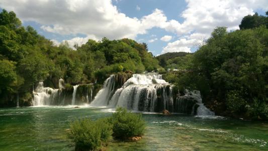 nationak 公园克尔, 瀑布, 克罗地亚, 达尔马提亚, 夏时制, 欧洲, 植物区系