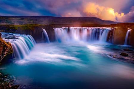 gooafoss, 冰岛, 瀑布, 瀑布, 峡谷, 峡湾, 河