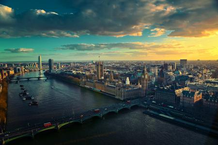 河, 英国, 伦敦, 泰晤士河, 城市, 城市景观, 城市天际线