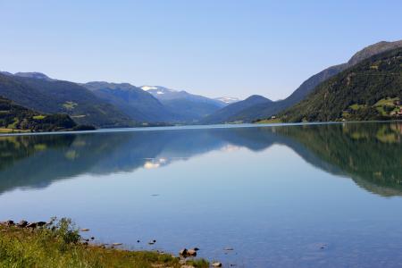 挪威, oppland, gudbrandsdal, 湖, 水, 景观, 荒野