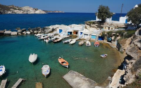 希腊, 希腊小岛, 米洛什 ·, 太阳, 渔民的房子, 海, 老房子