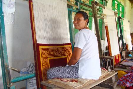 地毯编织, 西藏, 女士, mundgod, 迷你西藏, 西藏定居点, 卡纳塔克