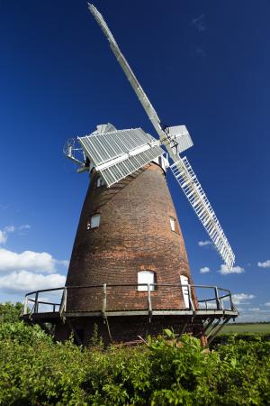 thaxted, 艾塞克斯, 英格兰, 修复风车, 构造1804, 白色帆, 红砖