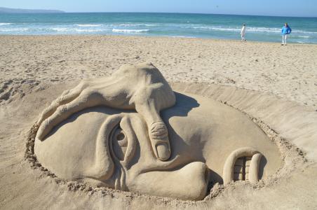 沙滩, 艺术, 图稿, 沙雕
