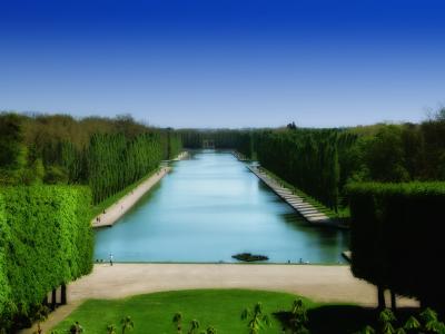 城堡, 法国, 理由, 运河, 池塘, 夏季, 春天