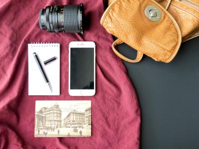 旅行, 生活方式, 摄影师, 相机, 电话, 记事本, 笔记本
