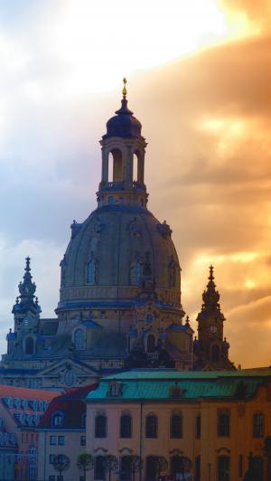 德累斯顿, 圣母教堂, 尖塔, 建设, 回光, 渐变滤镜