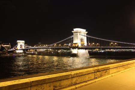 布达佩斯, 桥梁, 匈牙利, 建设, 建筑, 在晚上, 河
