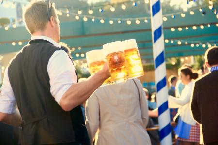 慕尼黑啤酒节, 慕尼黑, 服务员, 啤酒, 措施, 男子, 庆祝活动