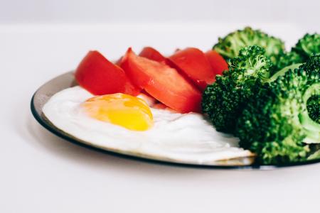 鸡蛋, 西兰花, 西红柿, 早餐, 食品, 健康, 顿饭