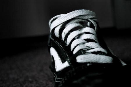 鞋子, 黑色白色, 黑暗, 鞋带, 新增功能, 清洁, 很容易