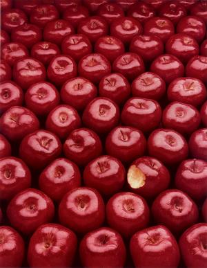 苹果, 红色, 甜, 水果, 健康, irridated, 咬伤