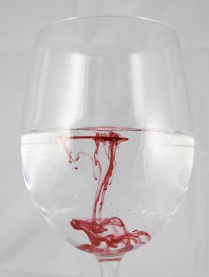 一杯, 水, 颜色, 油墨, 血液, 红色, 溶解