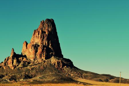 Agathla 峰, 亚利桑那州, 沙漠, 岩石, 沙子